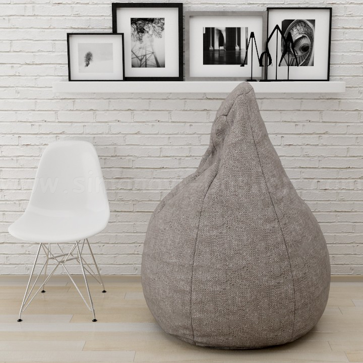 * Poof Large pear with damask LUX Grey Melange Lawa 05